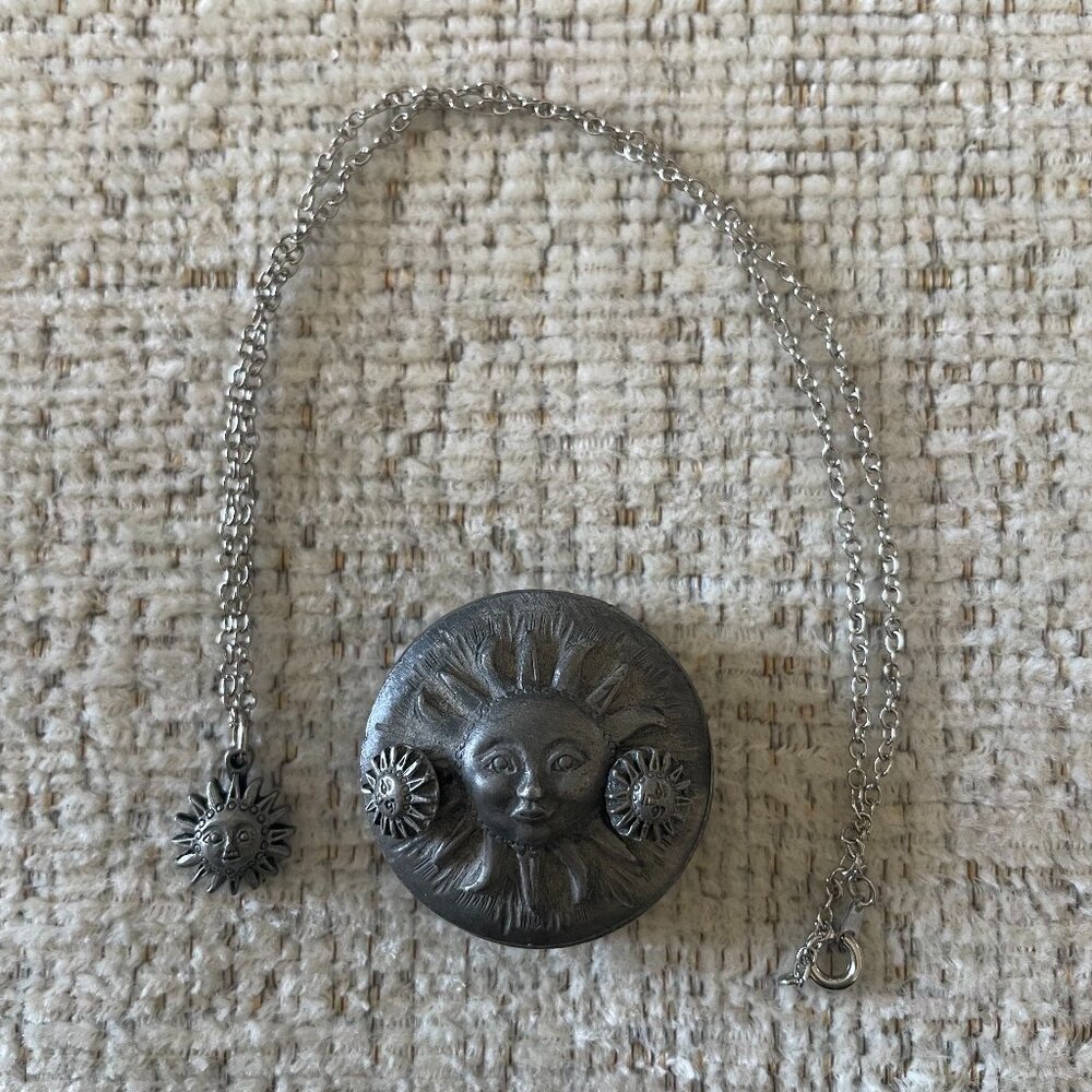 Vintage Torino Pewter Celestial Sun Jewelry & Trinket Box